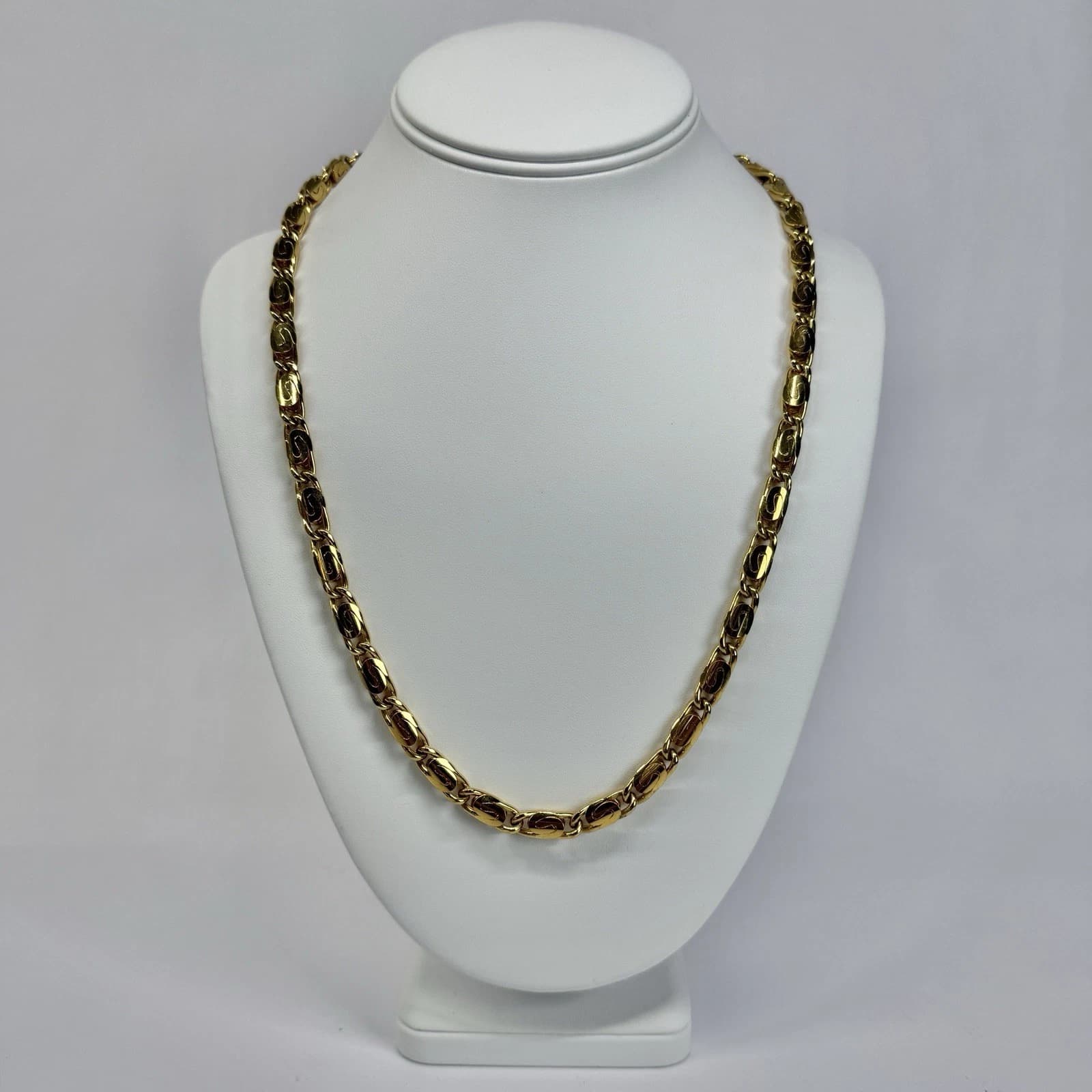 ANNE KLEIN Snail Spiral Link Heavy Thick Gold Tone Vintage Necklace Jewelry N328