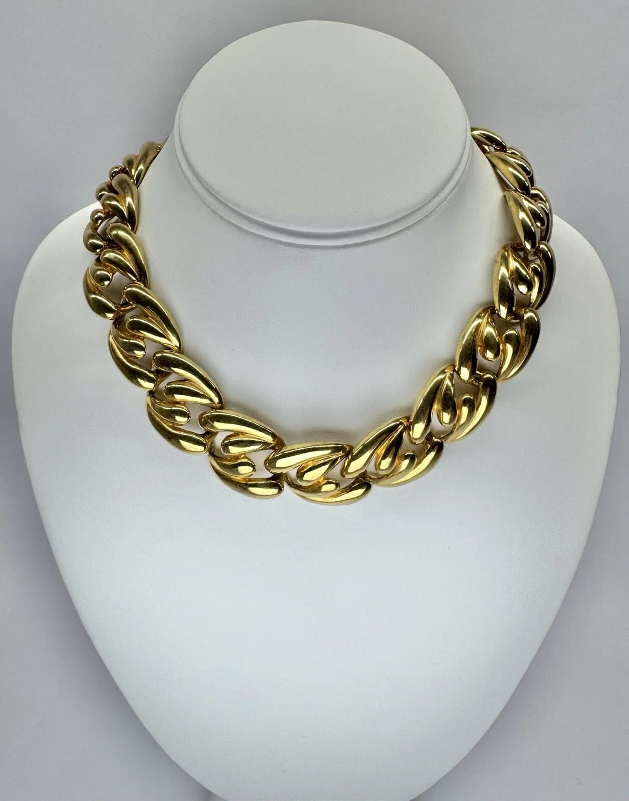ERWIN PEARL P.E.P. Large Link Gold Tone Choker Vintage Necklace Jewelry N50