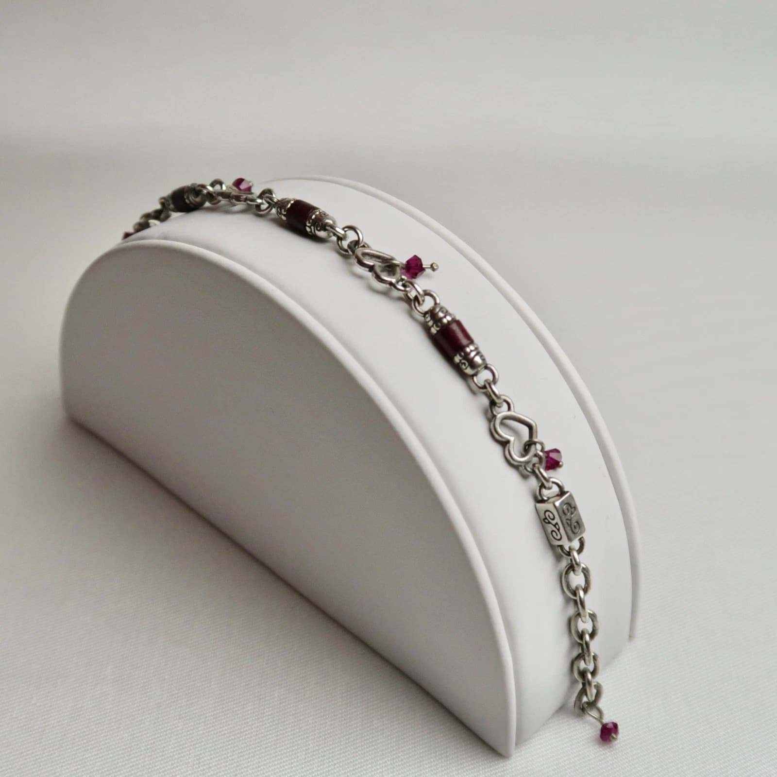 BRIGHTON Heartsong and Hope Burgundy Charm Vintage Bracelet Jewelry Br52