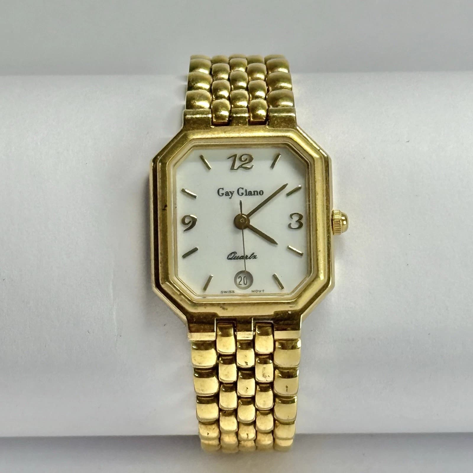 GAY GIANO GH-1029 Analog Quartz Gold Tone Women Vintage Watch W734 *WORKING