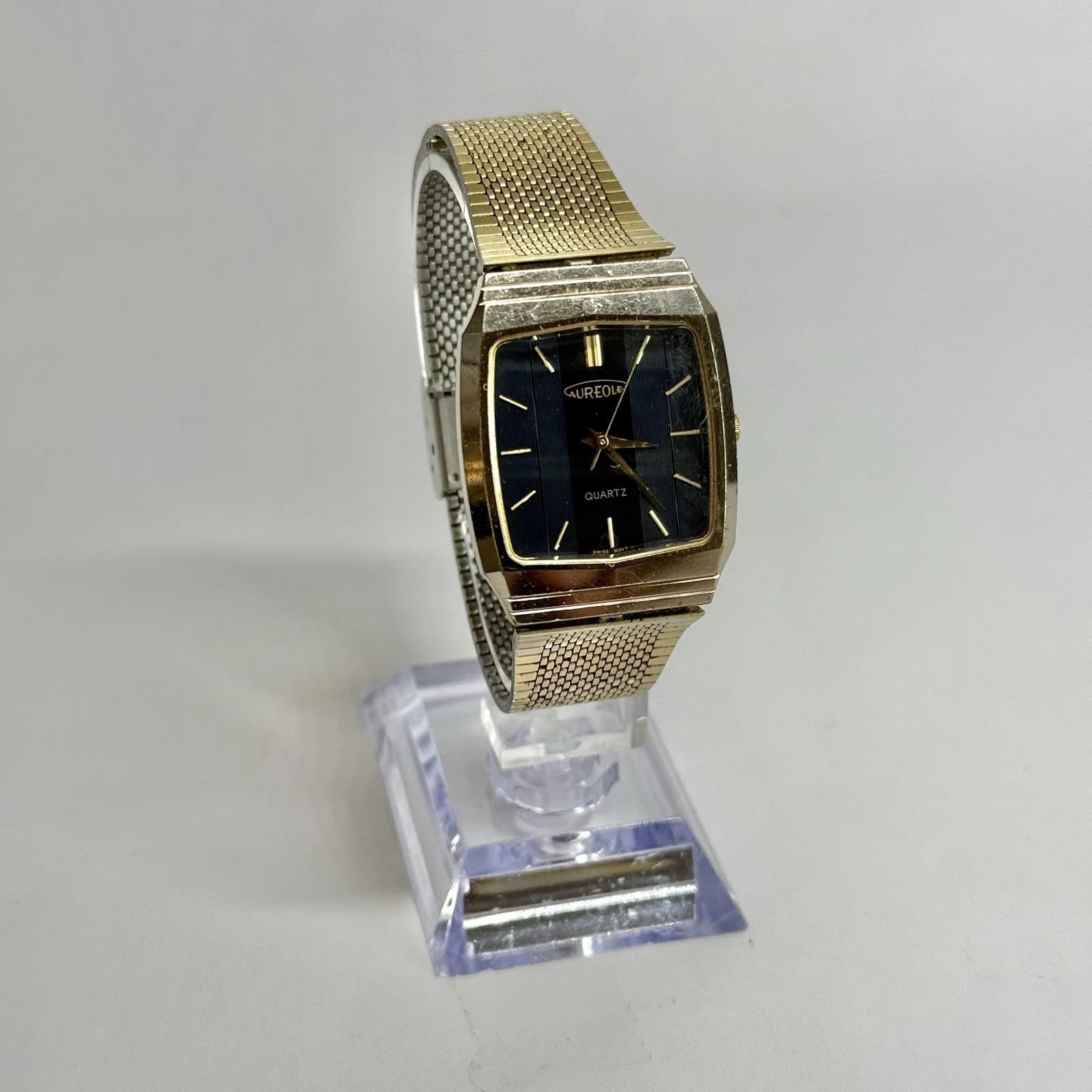 AUREOLE SW-247 Analog Quartz Gold Tone Men Vintage Watch W589 *WORKING