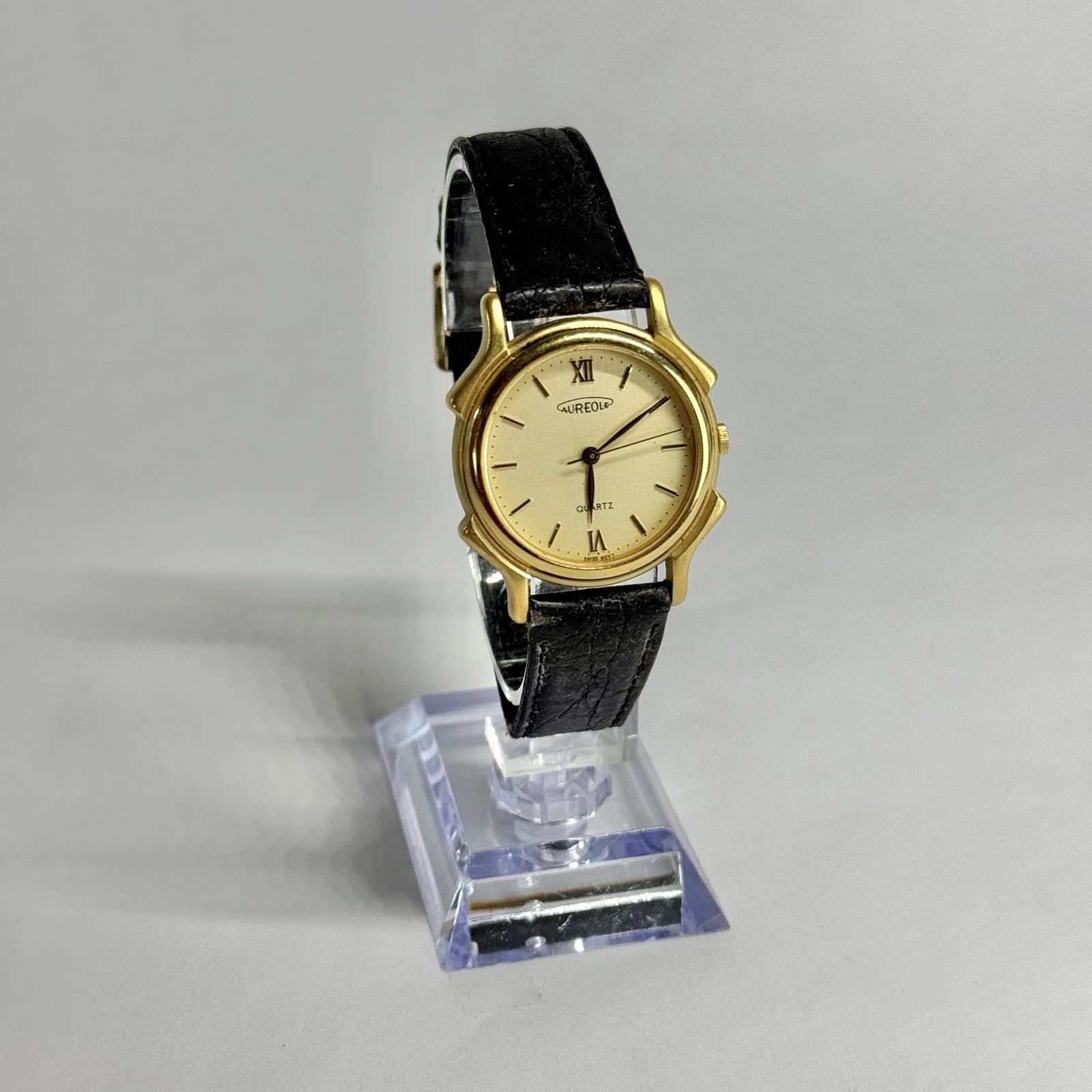 AUREOLE SW-261 Swiss Analog Quartz Gold Tone Women Vintage Watch W682 *WORKING