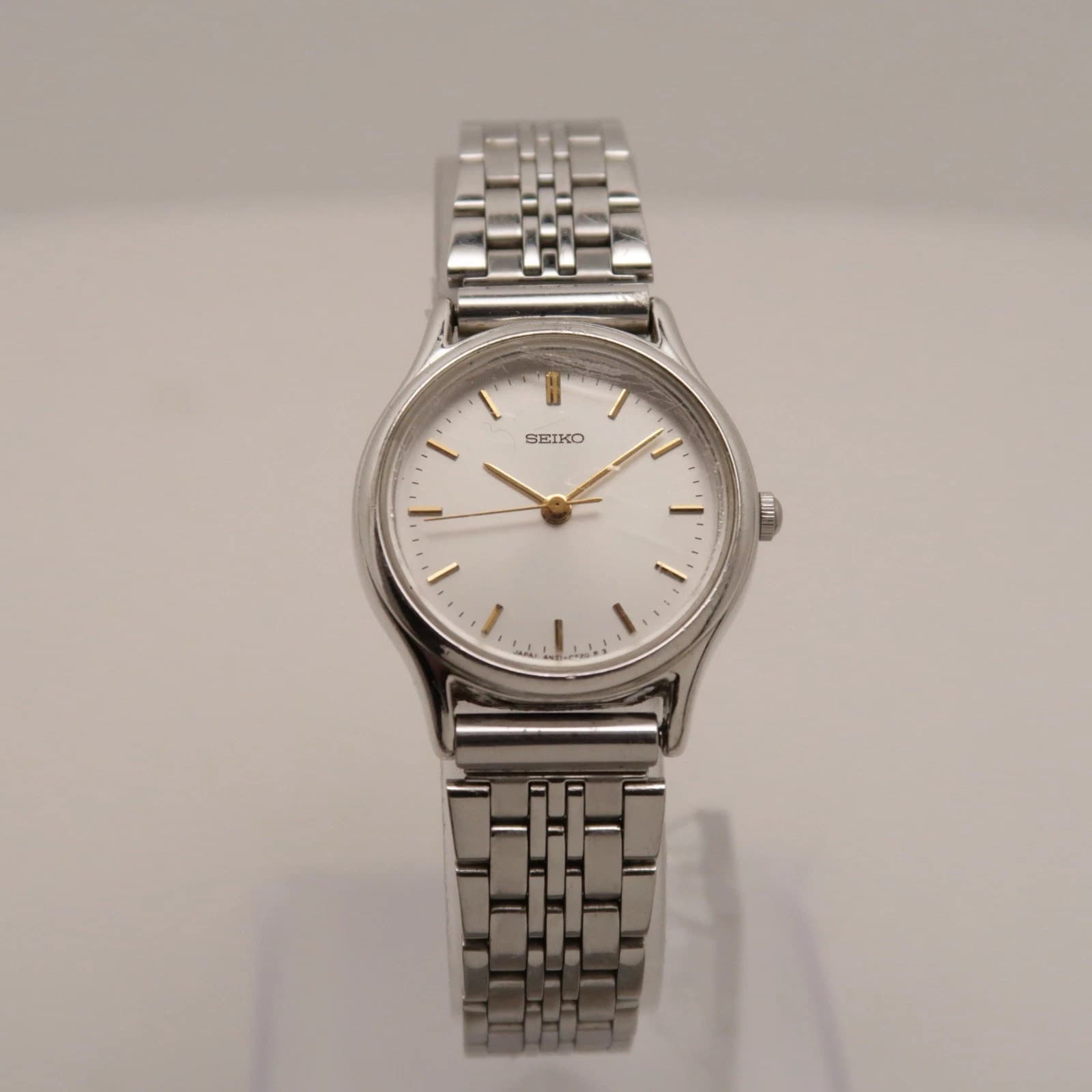 SEIKO 4N21-0230 Silver Tone Analog Quartz Women Vintage Watch W384 *WORKING