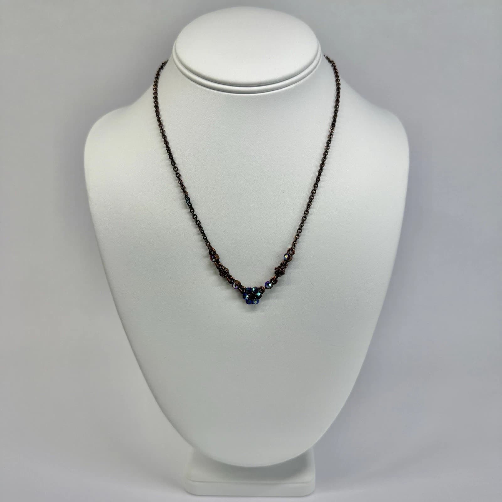 1928 Floral Faceted Crystal Art Deco Dainty Gold Tone Vintage Necklace N702