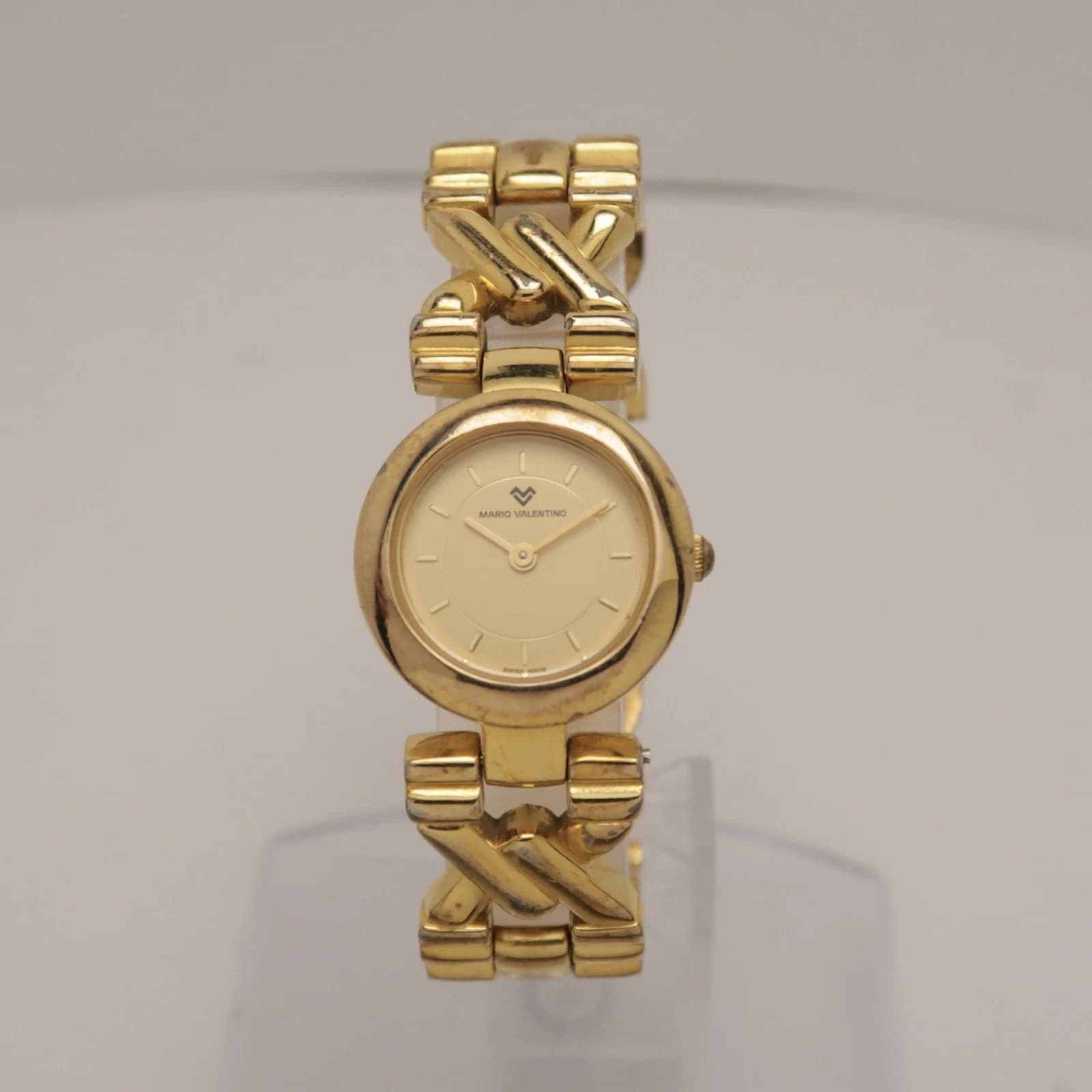 MARIO VALENTINO 4765 Gold Tone Analog Women Vintage Watch W268 *WORKING