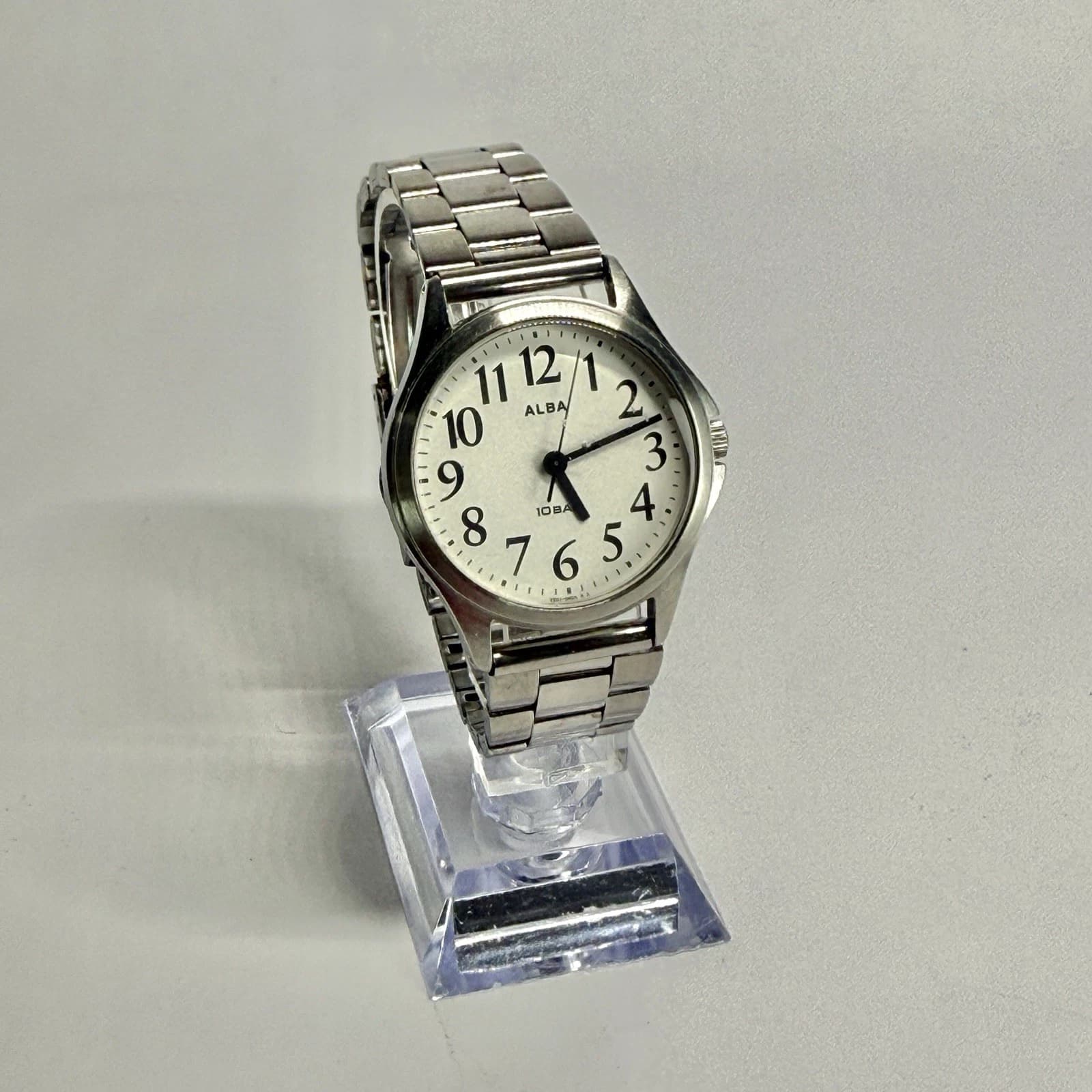 SEIKO Alba V501-0ED0 Silver Tone Analog Men Vintage Watch W512 *WORKING