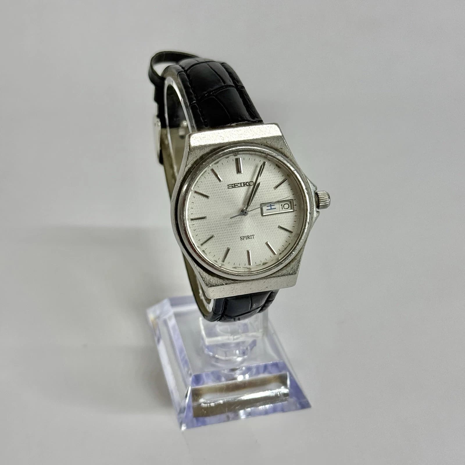 SEIKO Spirit 7N48-7A10 Silver Tone Quartz Men Vintage Watch W458 *WORKING