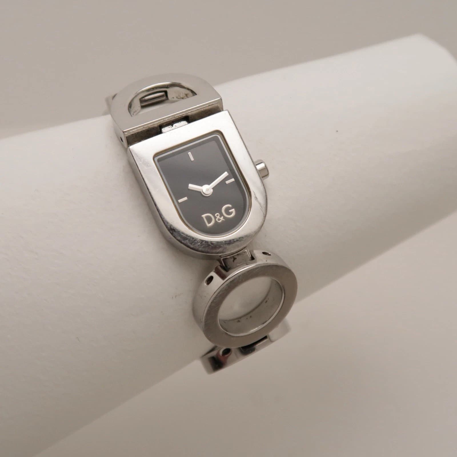 D&G Dolce & Gabanna Elegant Silver Tone Quartz Women Vintage Watch W417 *WORKING
