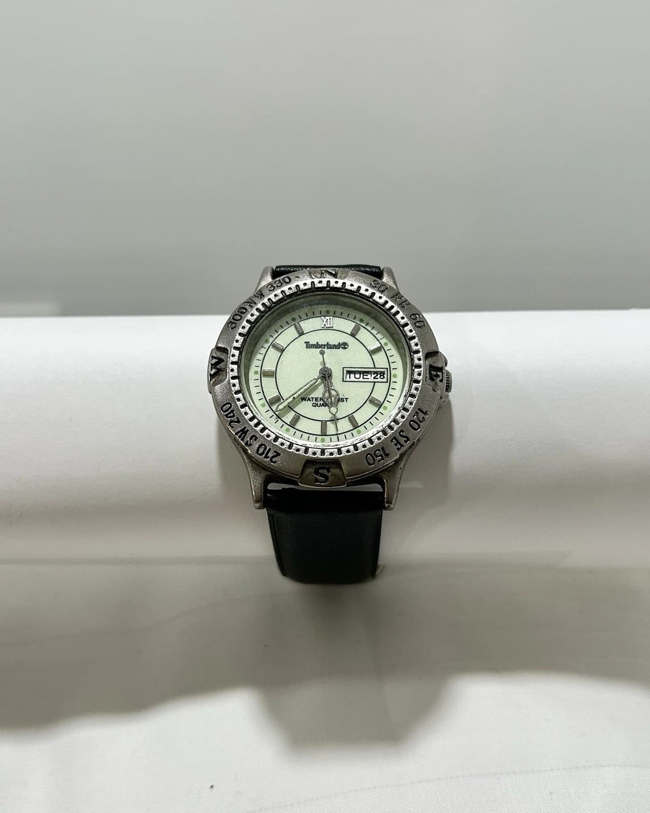 TIMBERLAND Green Dial Leather Band Analog Men Vintage Watch W45 *TICKING