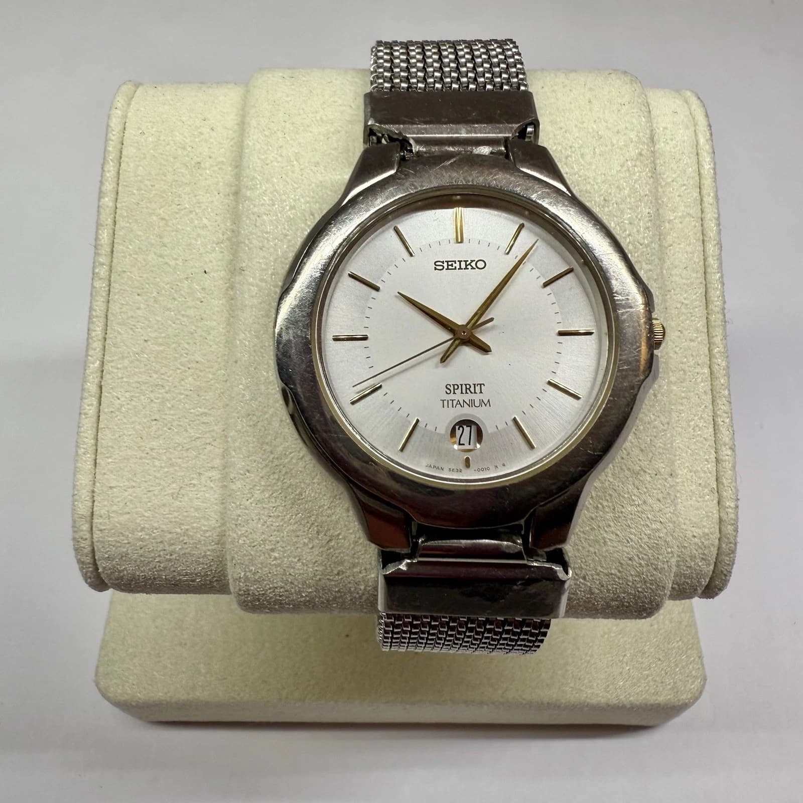 SEIKO Spirit 5E32-0010 Titanium Quartz Vintage Men Watch W122 *WORKING