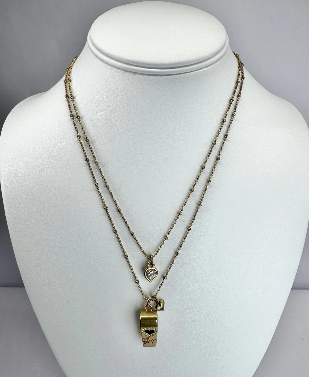 BETSEY JOHNSON Heart Whistle Charm Dainty Chain Vintage Necklace Jewelry N11