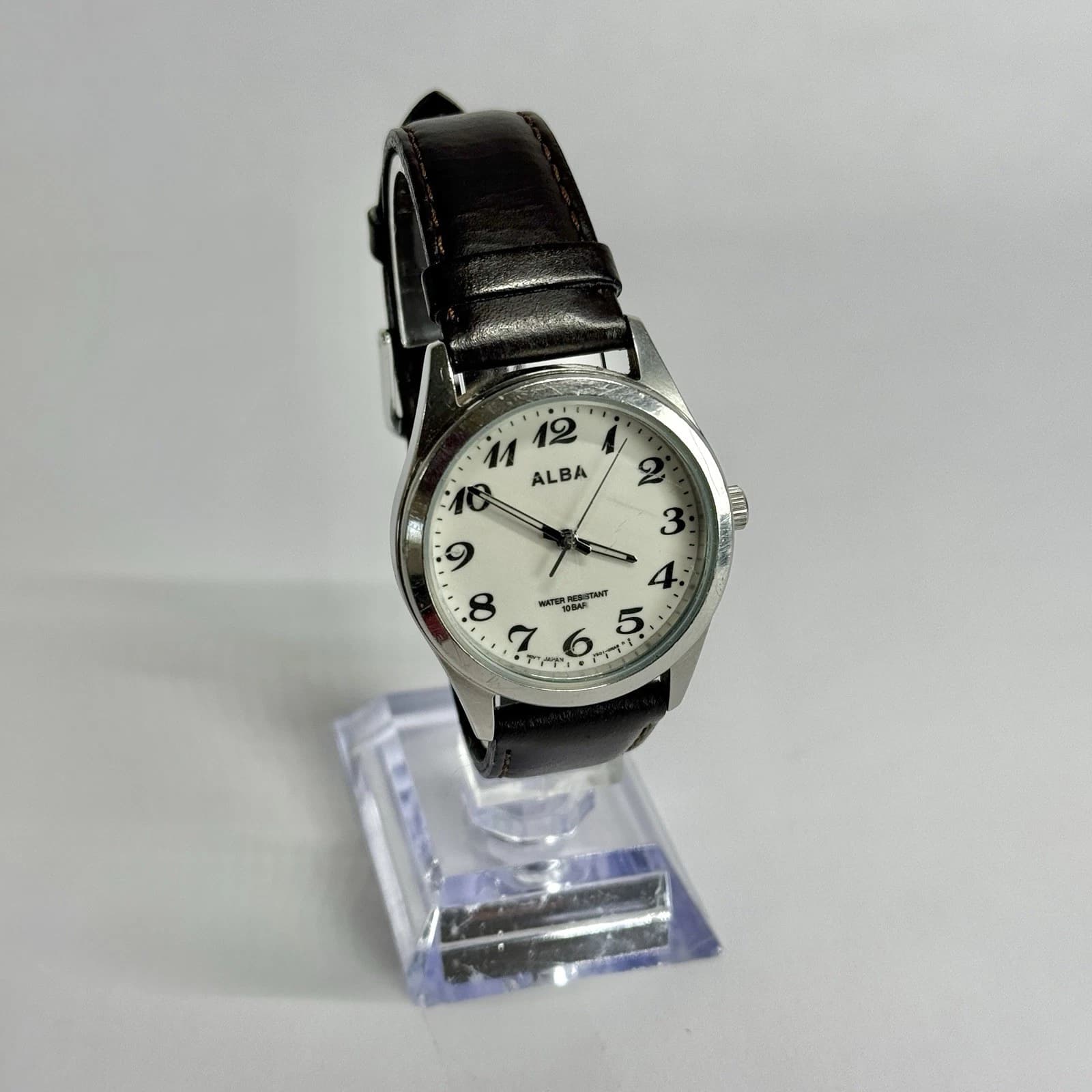 SEIKO Alba V501-0EL0 Silver Tone Quartz Men Vintage Watch W461 *WORKING