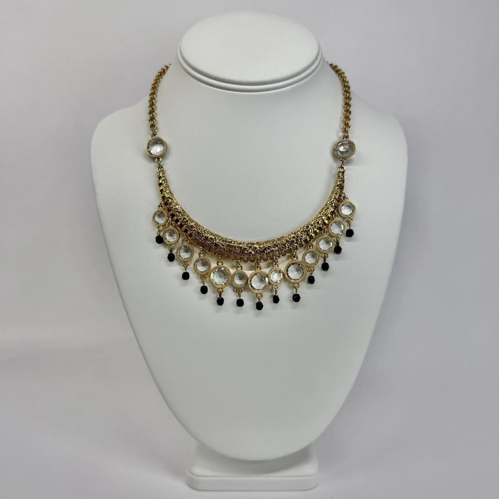 TORTOLANI Chandelier Crystal Dangle Bib Rare Vintage Necklace Jewelry N448