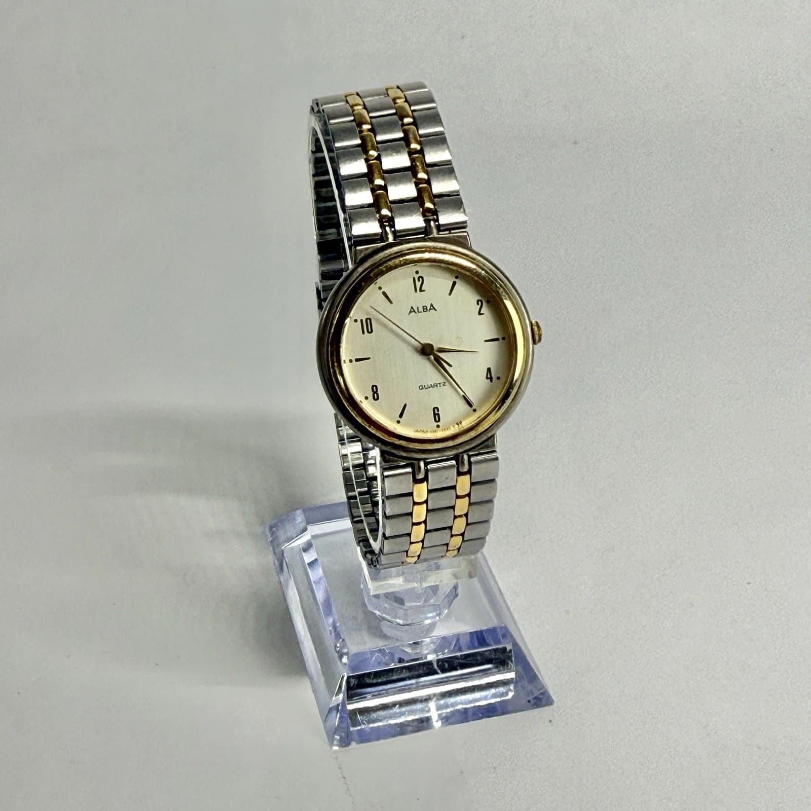 SEIKO Alba V321-6210 Analog Quartz Two Tone Men Vintage Watch W591 *WORKING