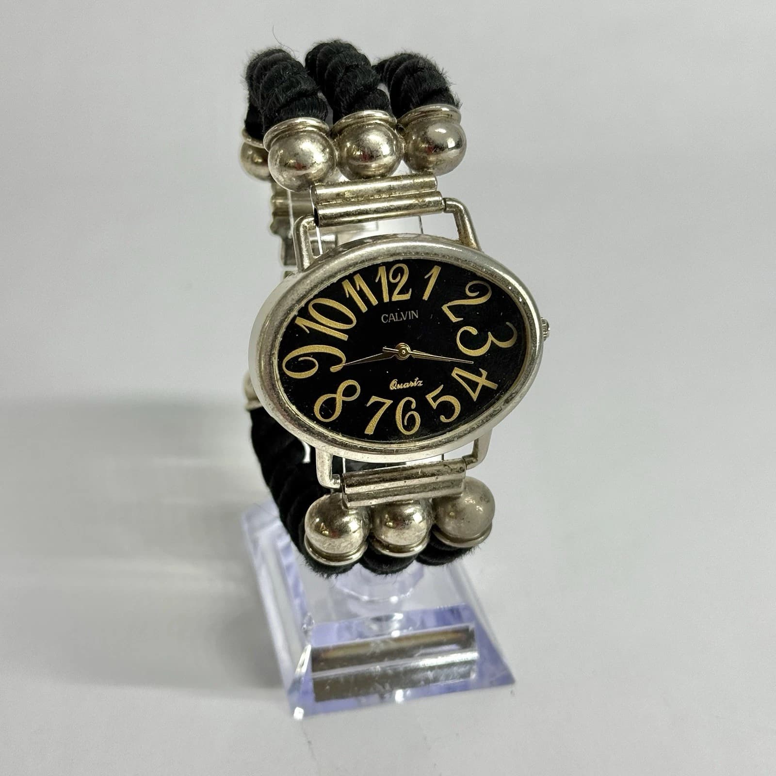CALVIN Whimsical Analog Quartz Silver Tone Women Vintage Watch W624 *WORKING