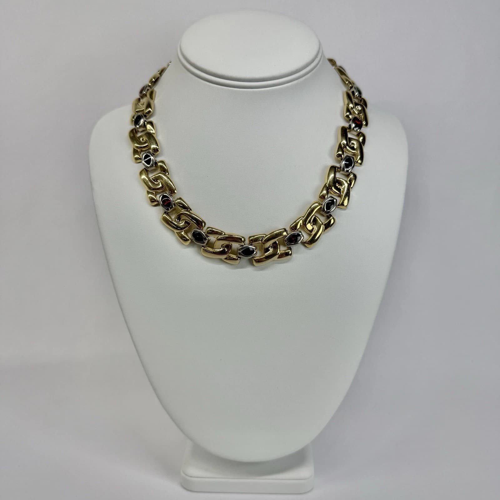 Elegant Chunky Chain Gold Tone Multicolor Vintage Necklace Jewelry N467