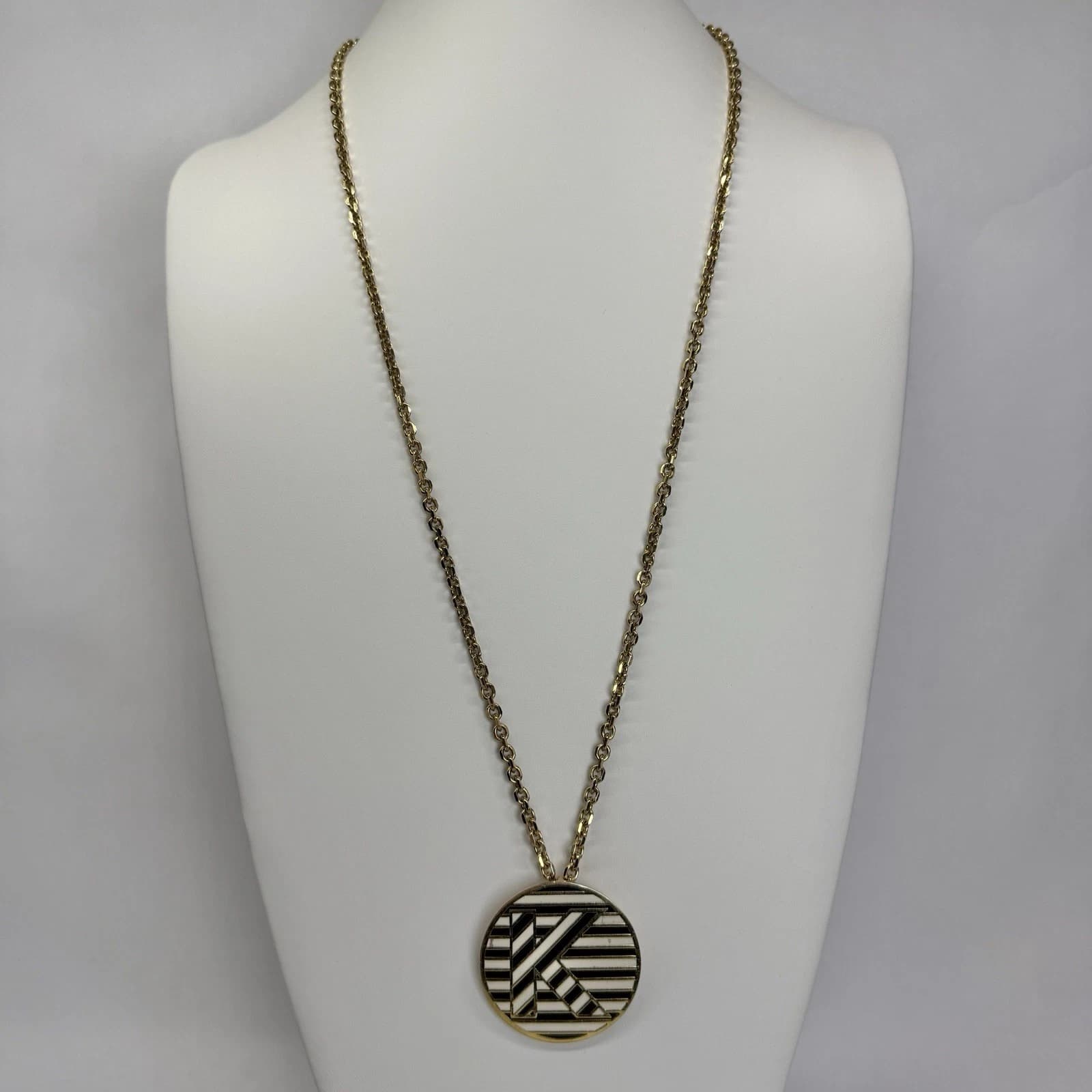 Kate Spade’s Saturday Initial K Black & Gold Tone Vintage Necklace Jewelry N250