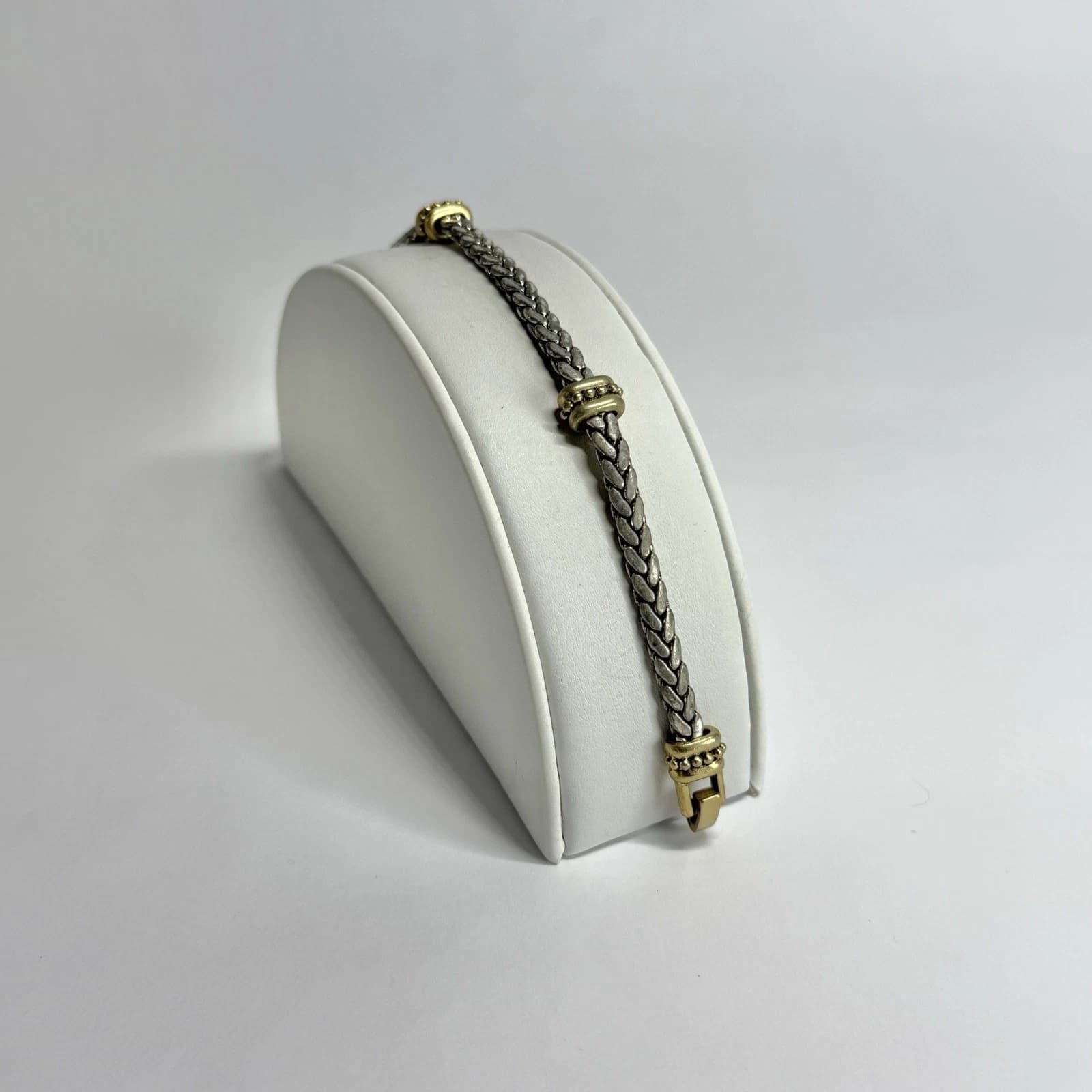 Elegant Wheat Link Chain Braided Two Tone Vintage Bracelet Jewelry Br221