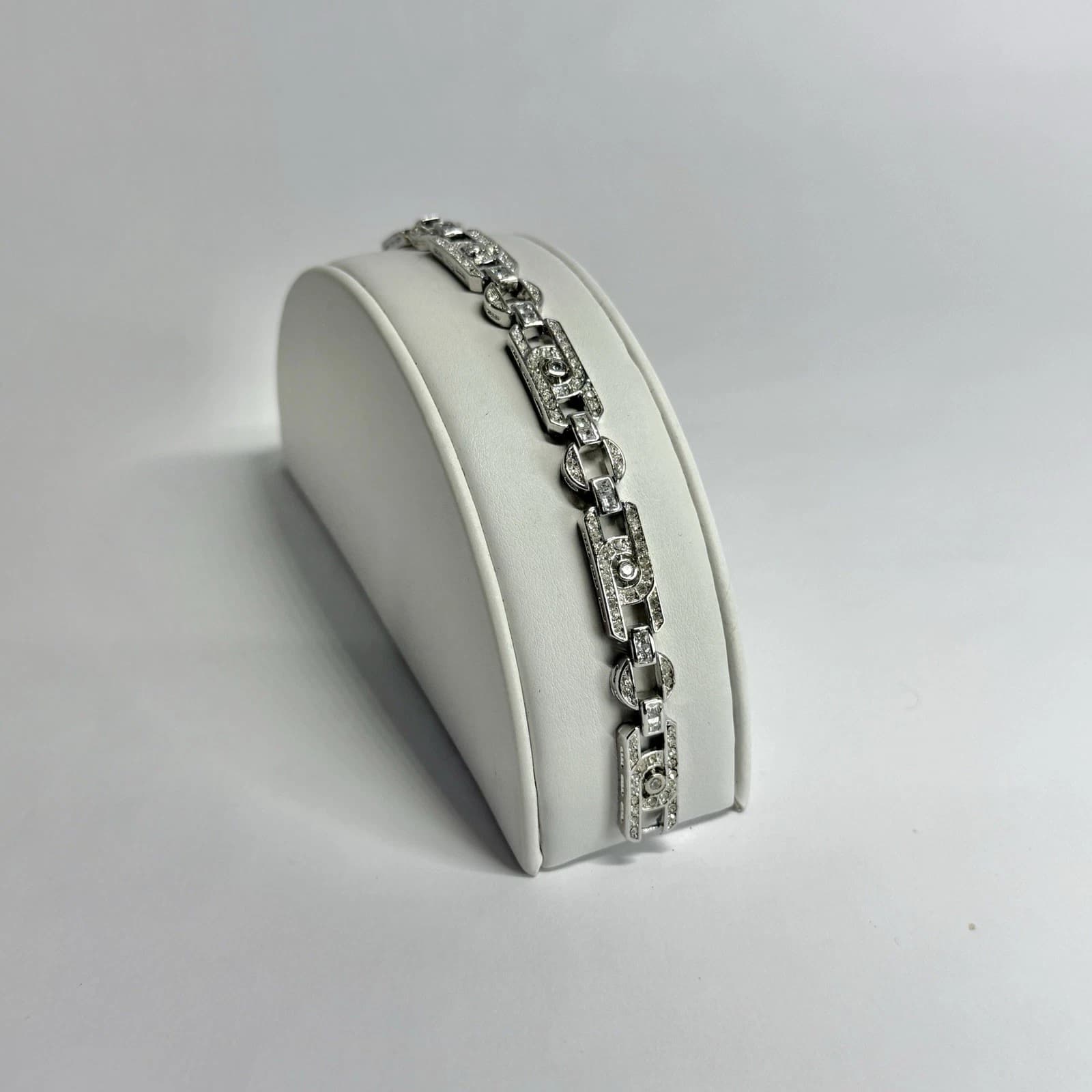 Elegant Art Deco Inspired Brilliant Silver Tone Vintage Bracelet Jewelry Br225