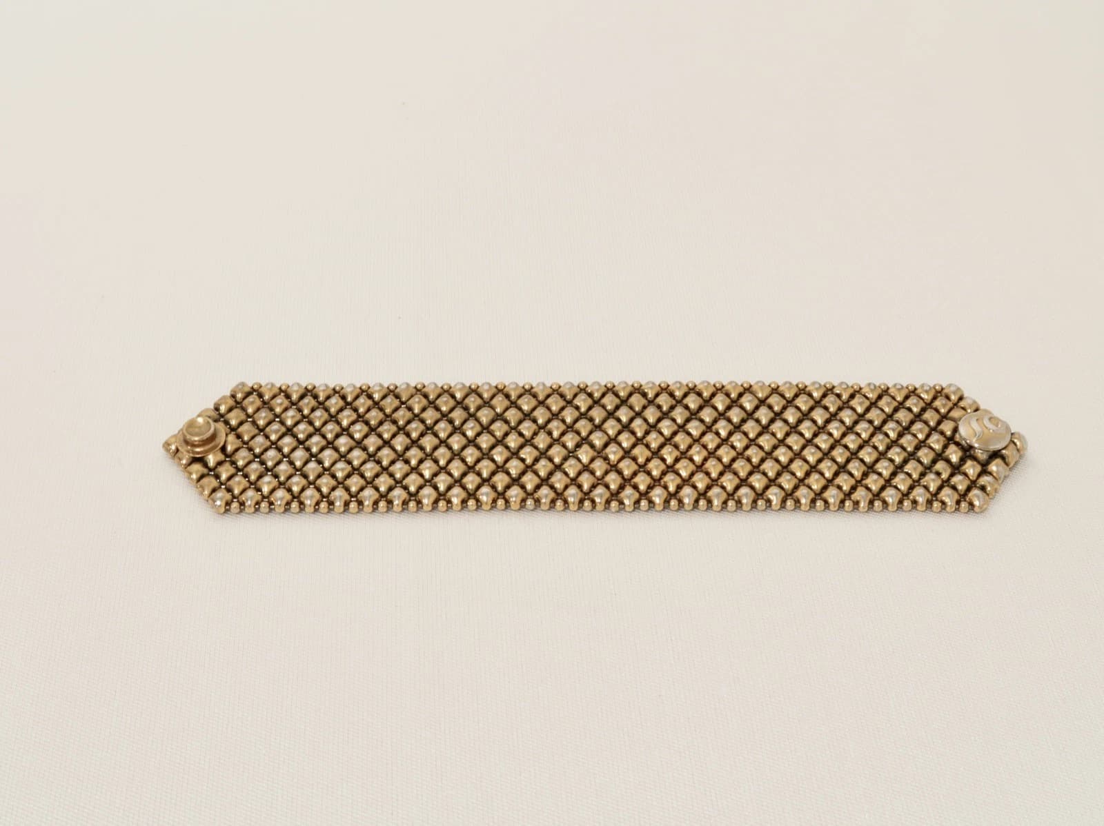 SERGIO GUTIERREZ Liquid Metal Vintage Mesh Bracelet Gold Finish Jewelry Br30