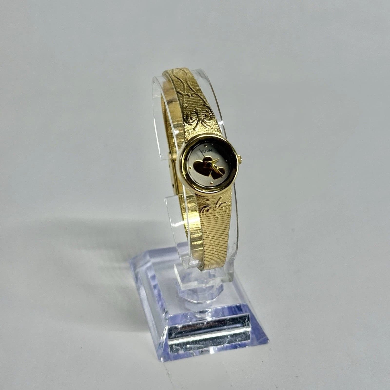 ELGIN EK772-007 Heart Quartz Gold Tone Women Vintage Watch W618 *WORKING