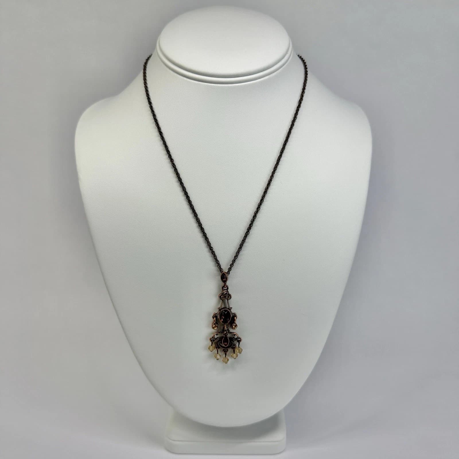 1928 Floral Faceted Crystal Art Deco Dainty Gold Tone Vintage Necklace N706