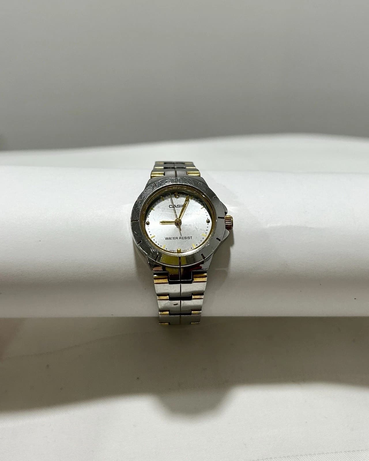 CASIO LTP-1242 Two Tone White Dial Analog Women Vintage Watch W51 *TICKING