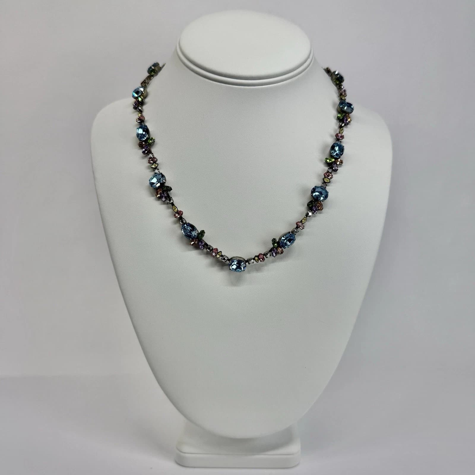 SORRELLI Swarovski Crystal Multicolor Floral Vintage Necklace Jewelry N387