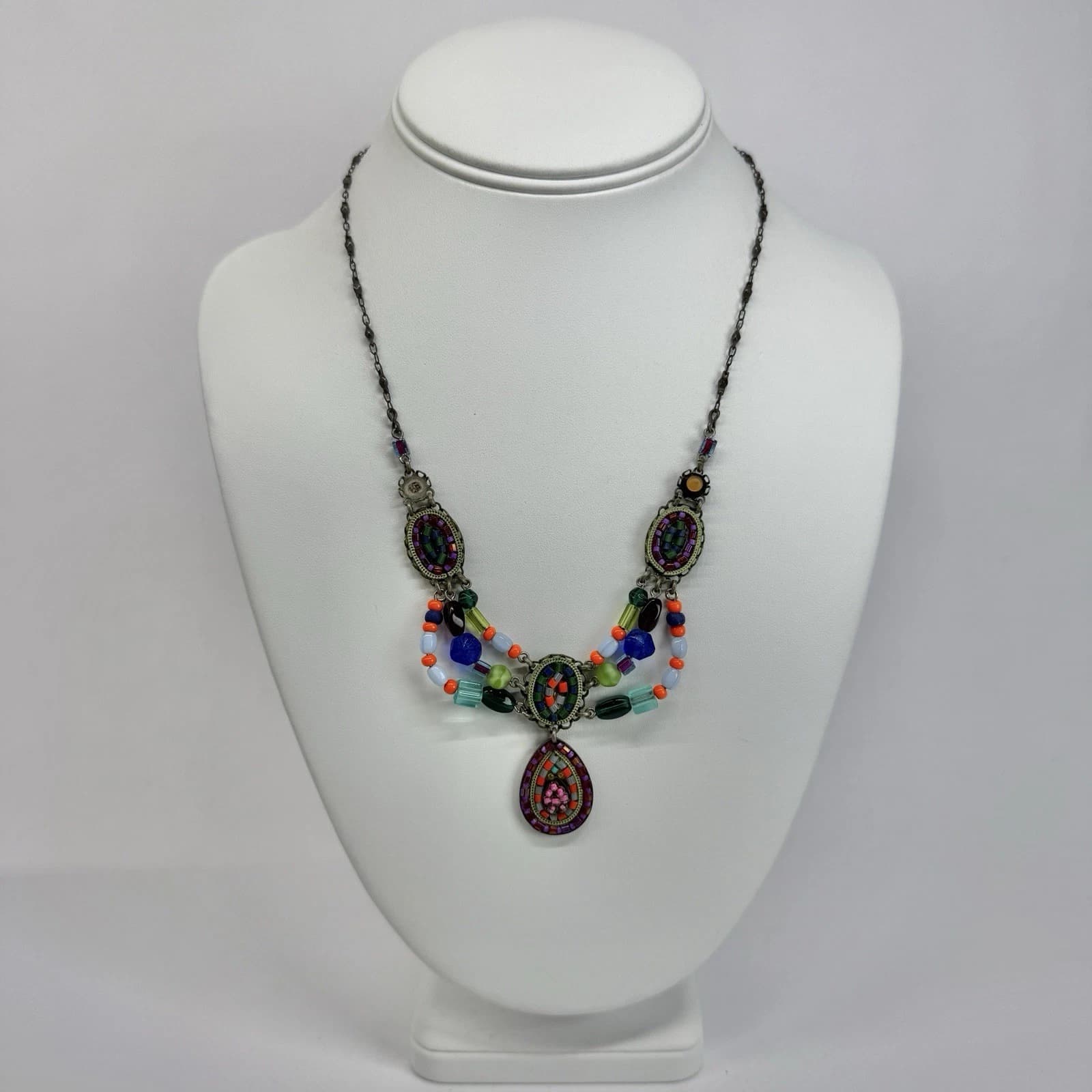FIREFLY La Dolce Vita Swarovski Crystal Mosaic Vintage Necklace Jewelry N510