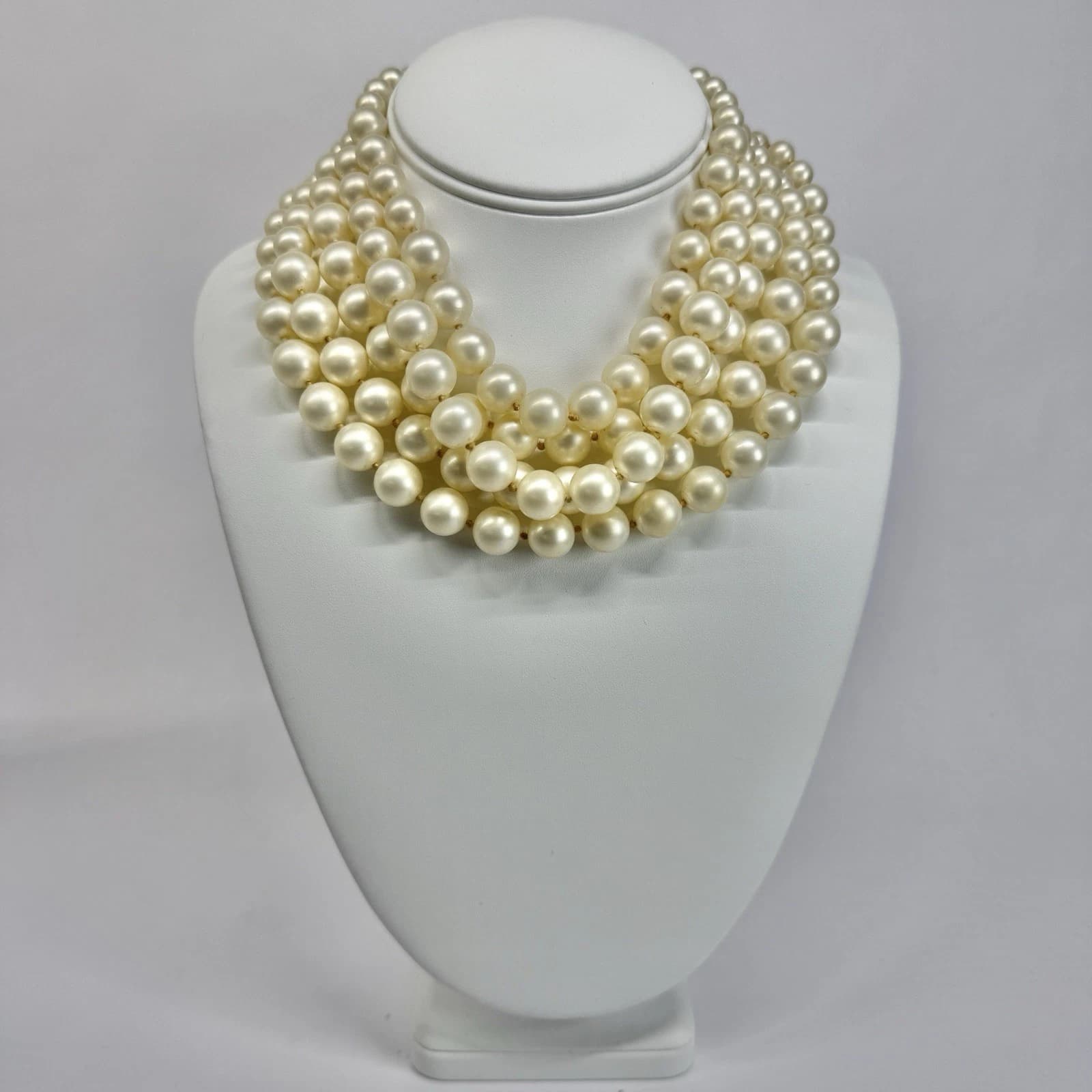 MARVELLA Elegant Faux Pearl 5-Strand Vintage Necklace Jewelry N424