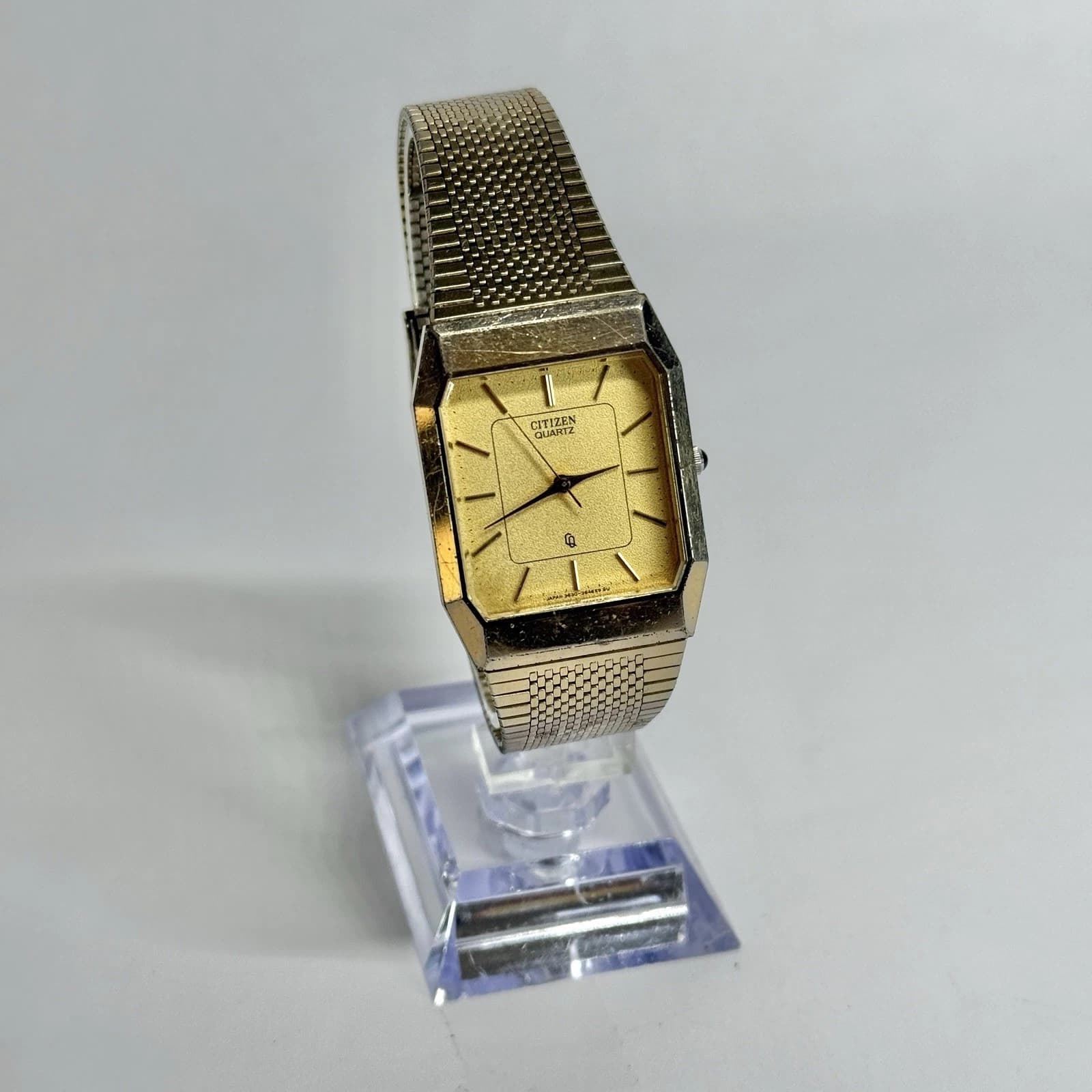 CITIZEN T4-362314 Analog Quartz Gold Tone Men Vintage Watch W604 *WORKING