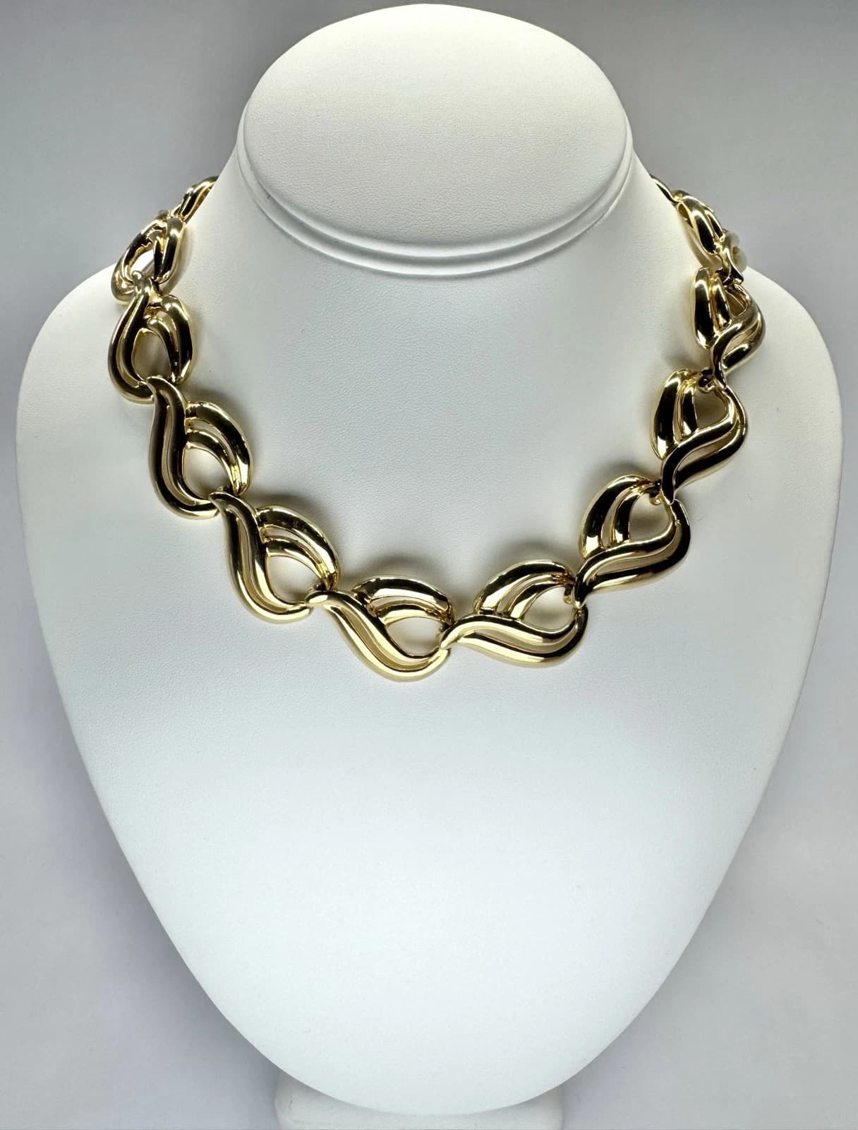 ERWIN PEARL Candlelight Link Choker Chunky Vintage Necklace Jewelry N110