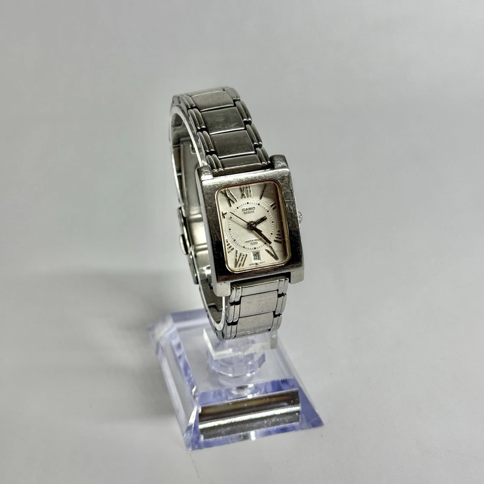 CASIO Beside BEL-100 Quartz Analog Silver Tone Women Vintage Watch W538 *WORKING