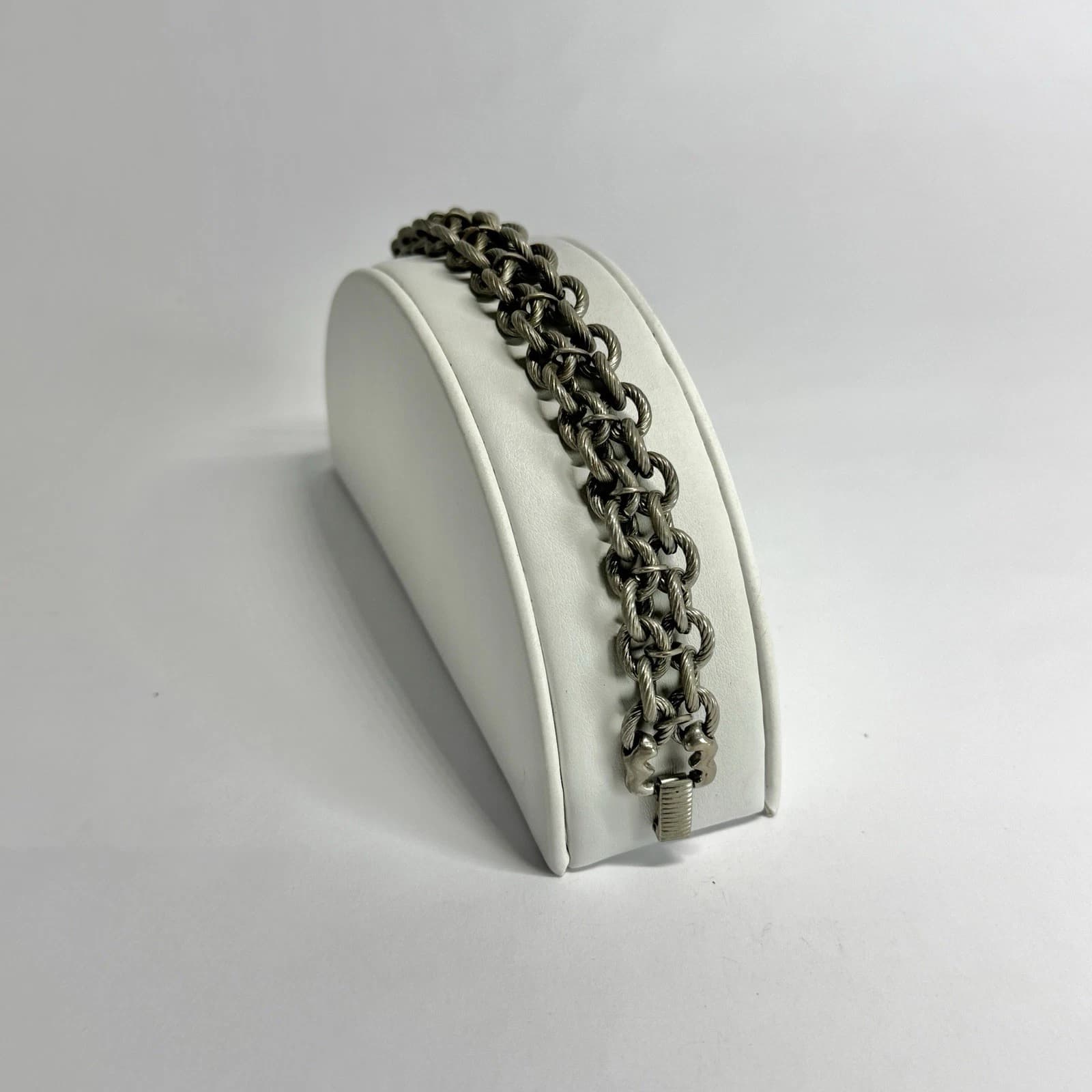 GOLDETTE Chainmail Link Panel Silver Tone Vintage Bracelet Jewelry Br290