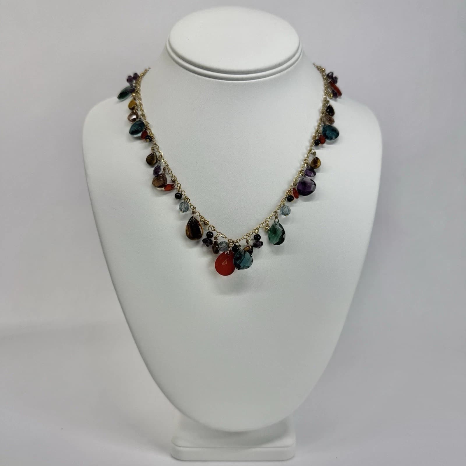 RALPH LAUREN Multicolor Faceted Bead Layered Bib Vintage Necklace Jewelry N491