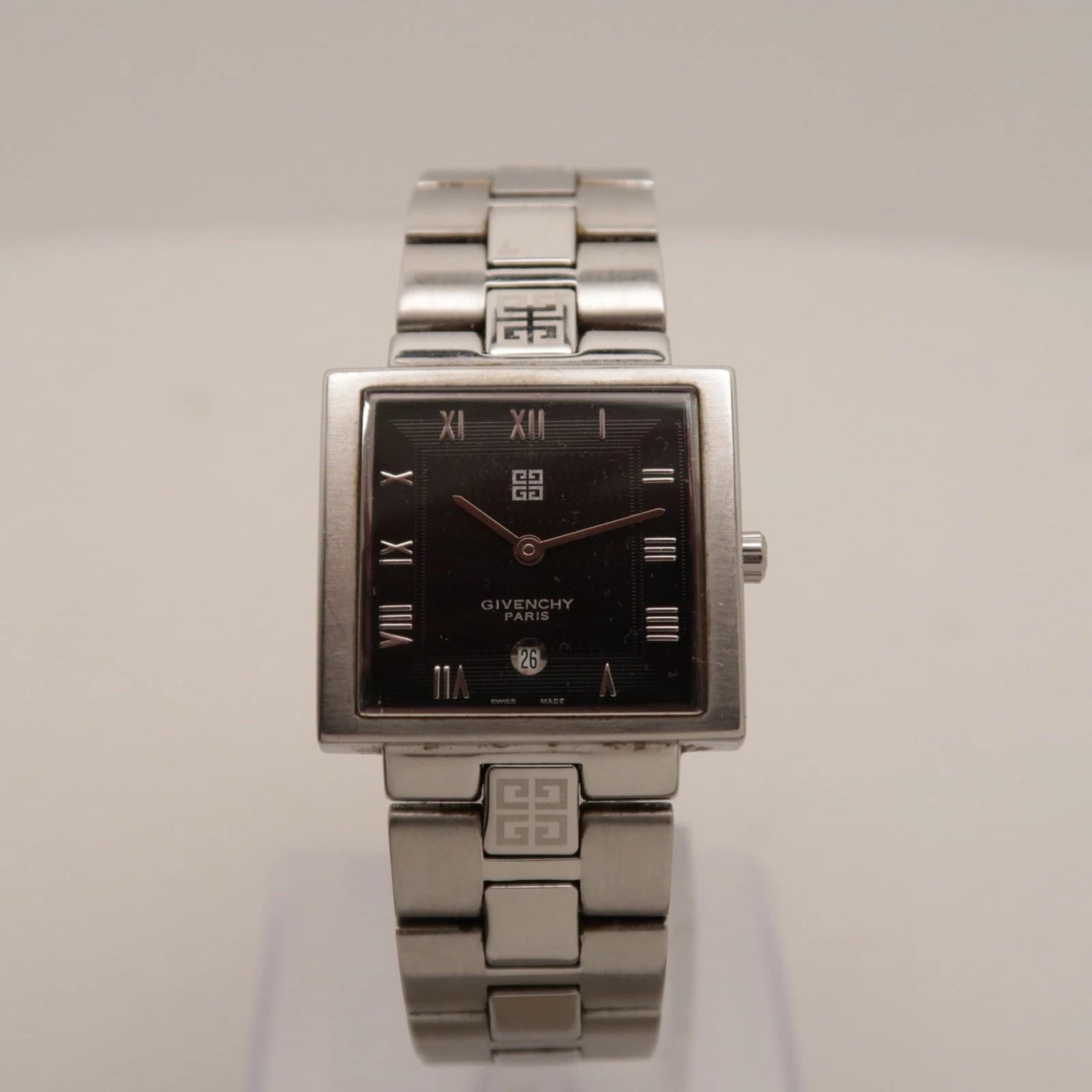 GIVENCHY Square 4G Logo Swiss Analog Quartz Women Vintage Watch W422 *WORKING