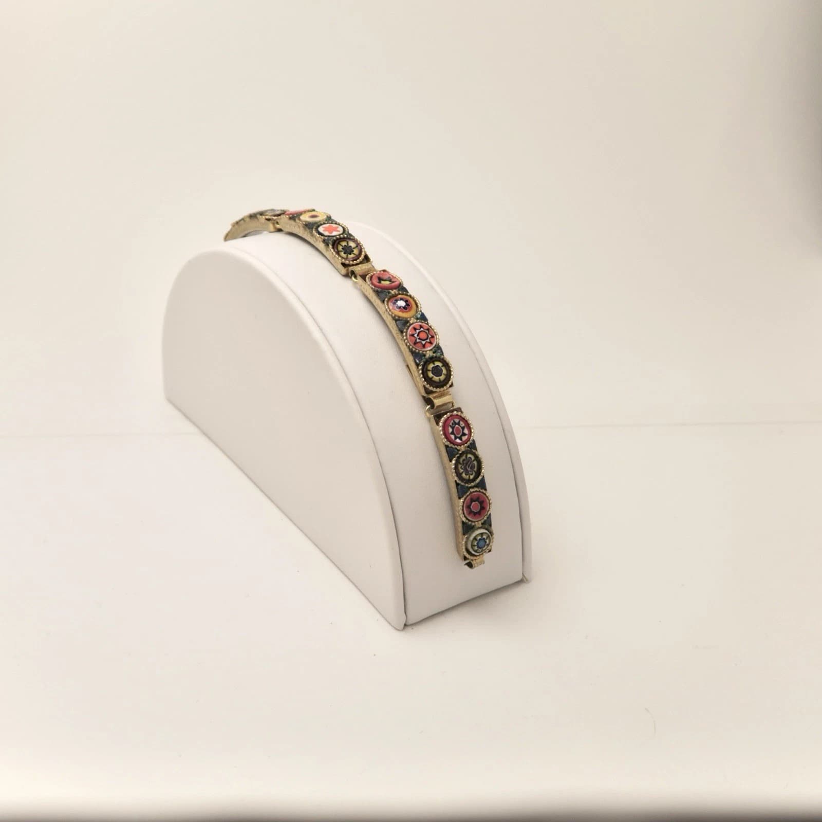 Italian Micro Mosaic 4-Panel Millefiori Vintage Bracelet Jewelry Br177
