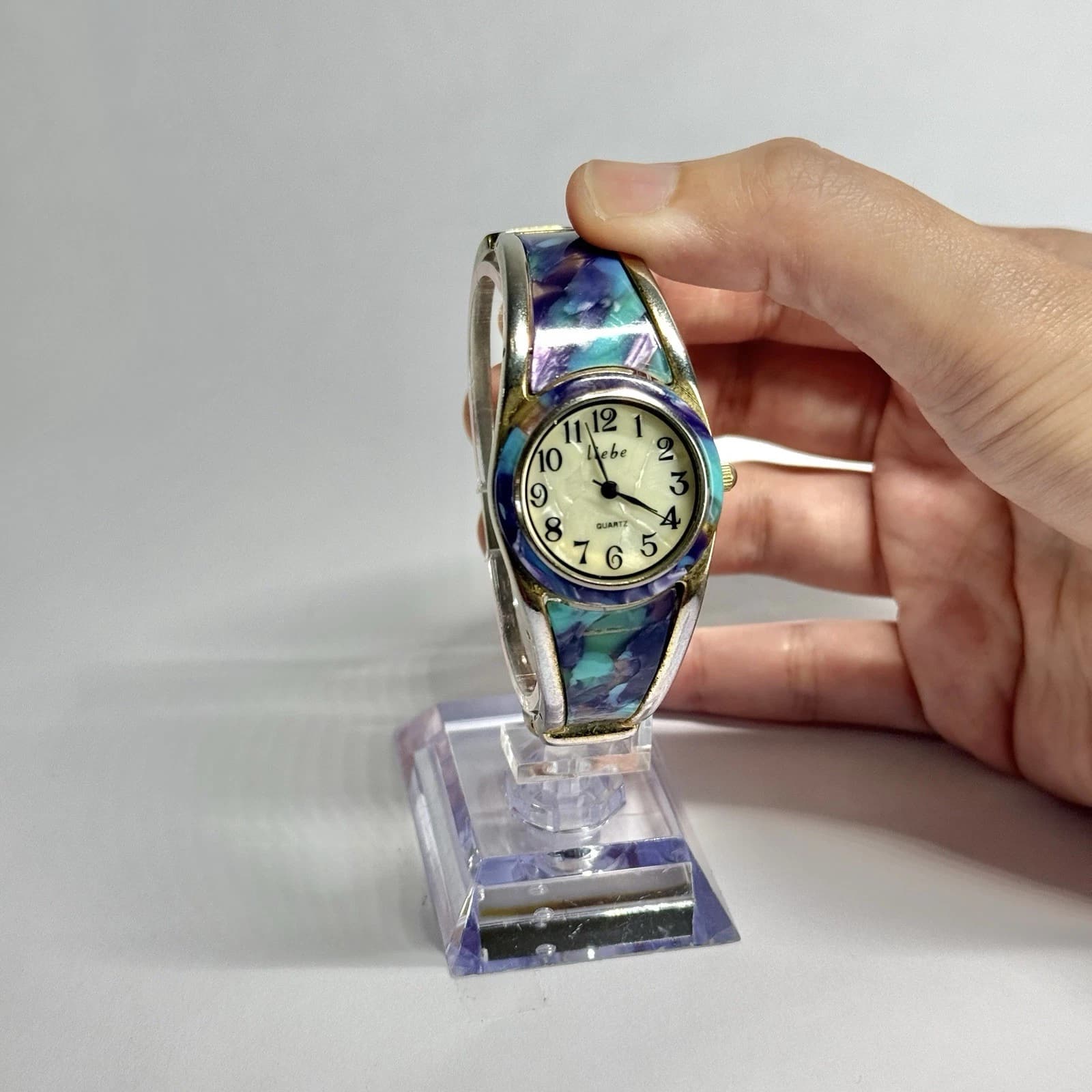 LIEBE Turquoise Colored Quartz Silver Tone Women Vintage Watch W731 *WORKING