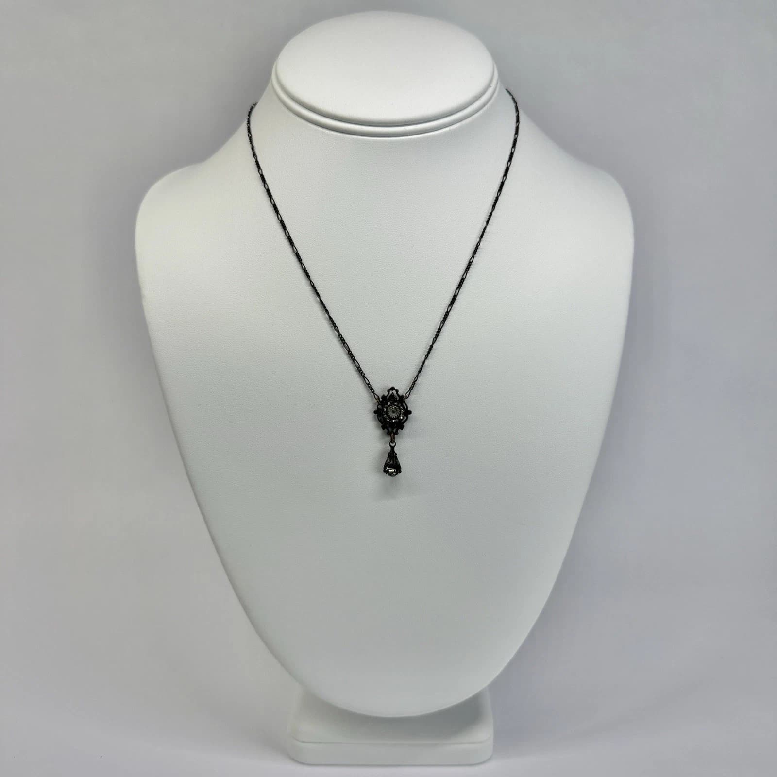LIZ PALACIOS Swarovski Crystal Bead Floral Brass Vintage Necklace N645
