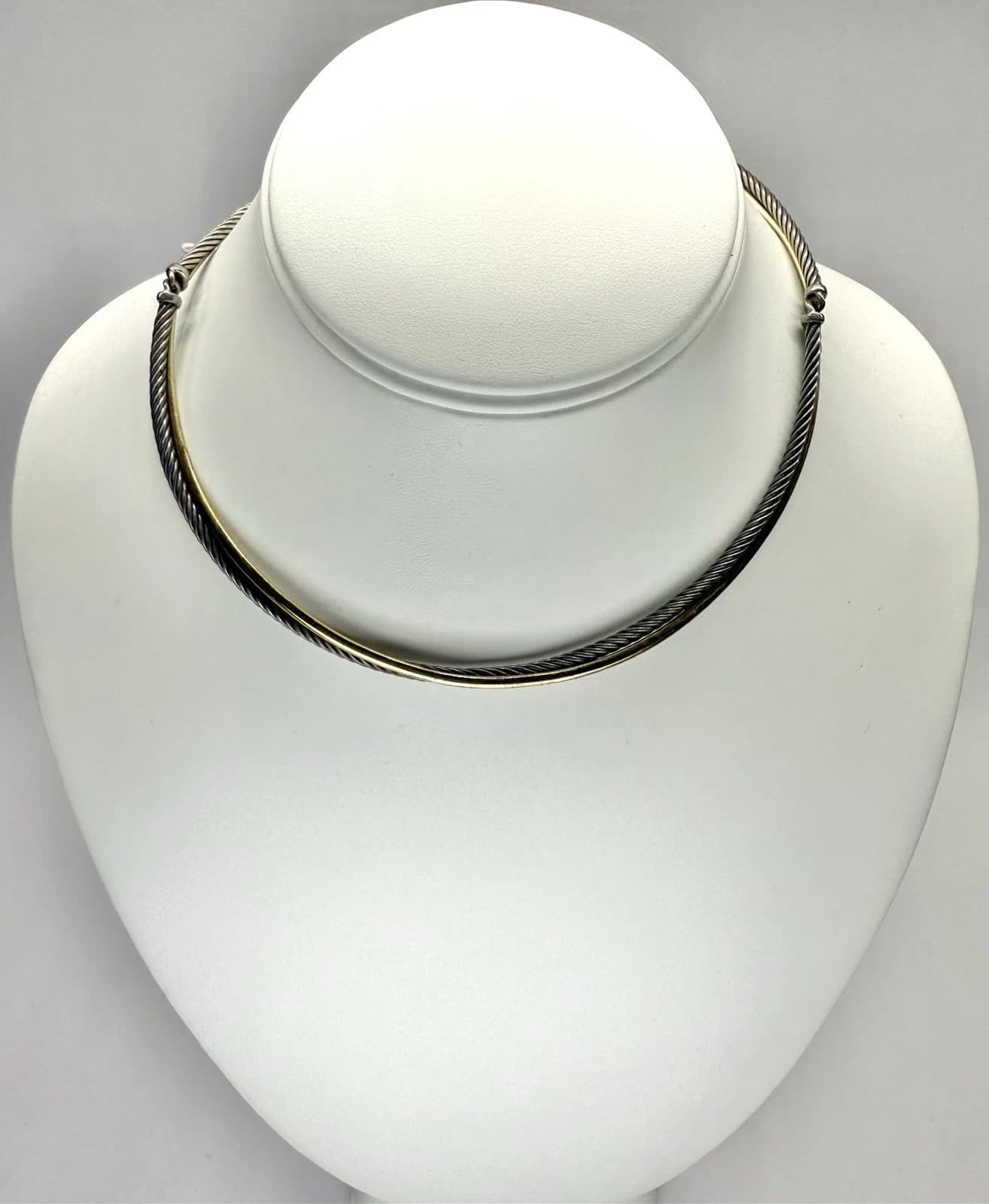 DAVID YURMAN Two Tone 18K Yellow Gold 925 Silver Cable Necklace 15” 34g N161