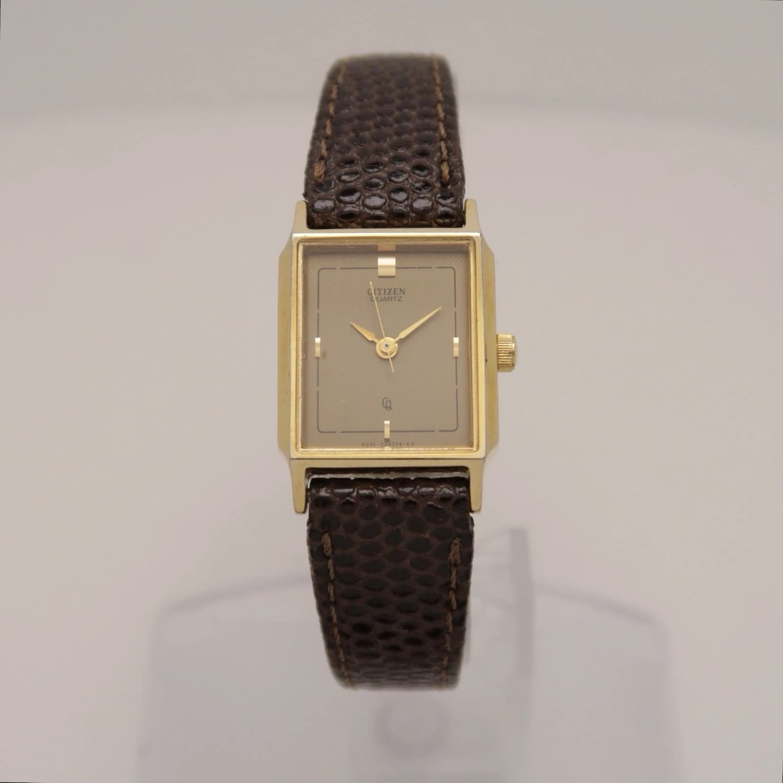 CITIZEN Tank Gold Tone Analog Quartz Women Vintage Watch W254 *WORKING