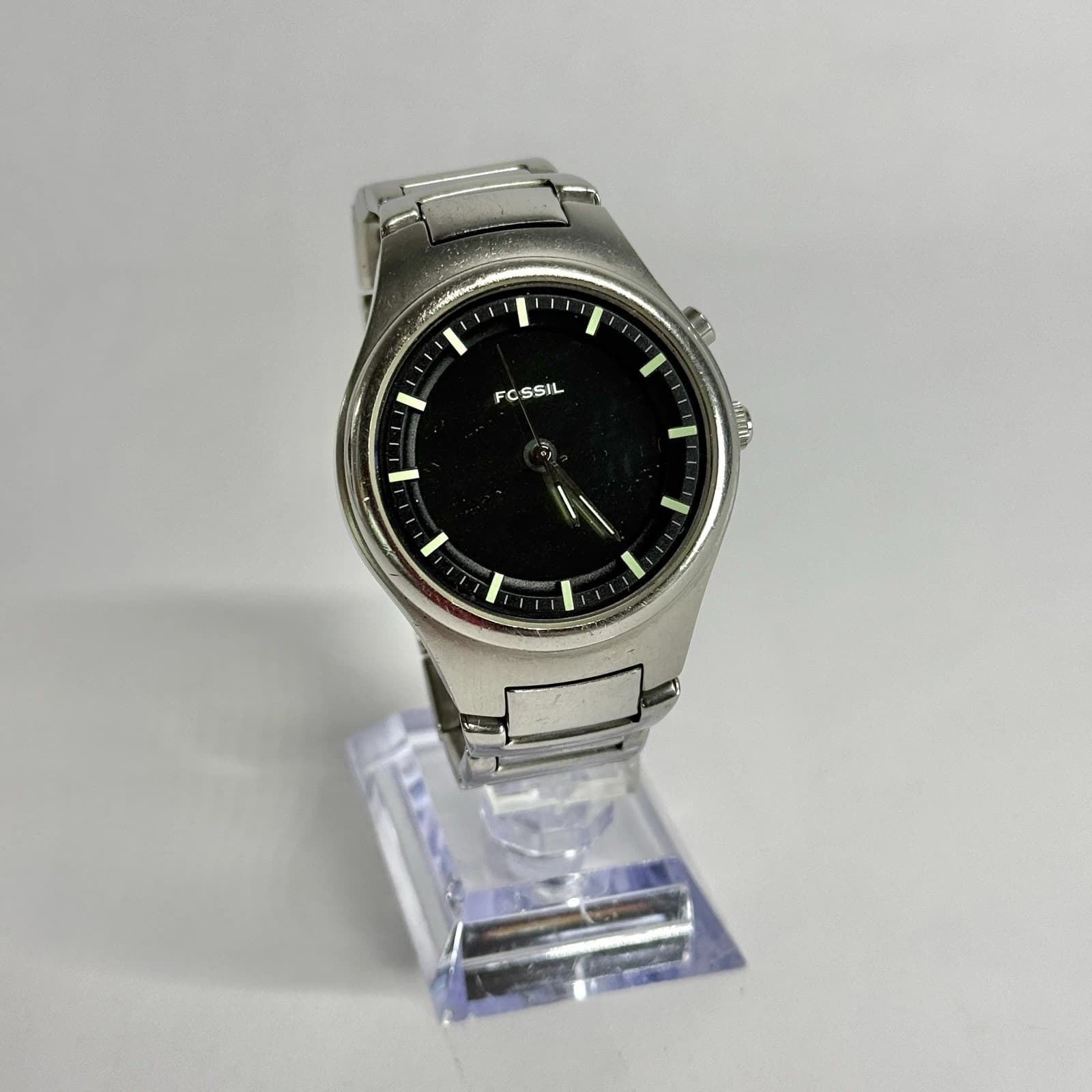 FOSSIL JR-8102 Kaleido Silver Tone Quartz Analog Vintage Watch W516 *WORKING